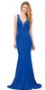 V-Neck Fitted Bodice Mermaid Skirt Long Formal Prom Gown.  in Royal blue